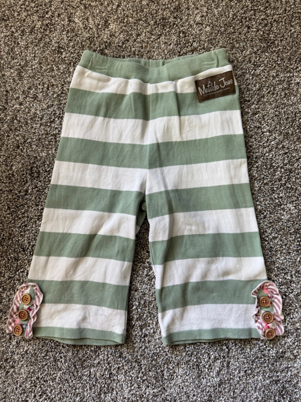 Matilda Jane Mint Green and White Striped Capri Leggings